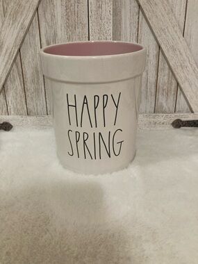 Rae Dunn Pink Interior - HAPPY SPRING Crock